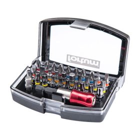 Fortum bit készlet, 32db 1/4"×25mm bit, S2 acél (lapos,PH,PZ,Imbusz,Torx, lyukasTorx)
