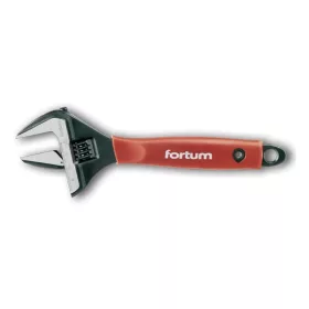 Fortum állítható villáskulcs, 22,5 fok, 61CrV5, gumírozott markolat 212mm, foszfátozott, 0-38mm