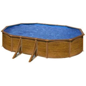 GRE 500 x 300 x 120 cm külső merevítő lábbal, fa minta