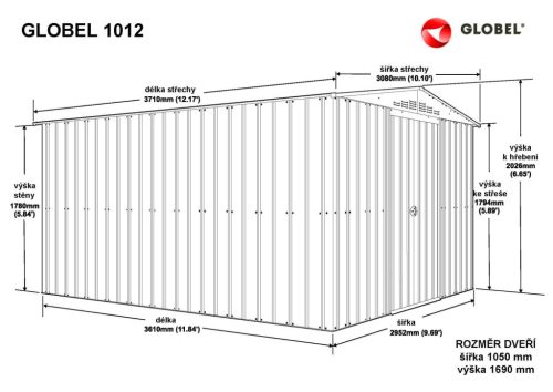Kerti ház 1012 ANTRAZITE + napfénytetővel