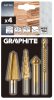 Graphite lépcsős fúró 4-12 mm, fúrómaró 12,4 mm, marófej 6x90 mm, süllyesztő 8-20 mm, TiN