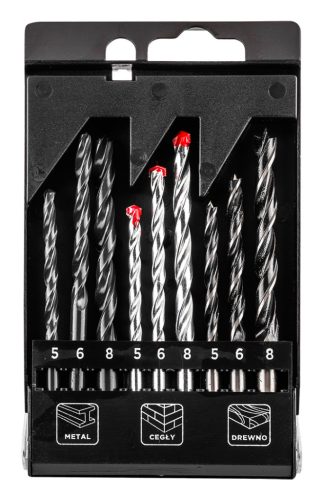 Graphite fúrószár készlet fémhez, fához, téglához: 5, 6, 8 mm, 9 db
