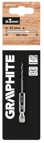 Graphite fa fúrószár 3,0 mm, hex szár