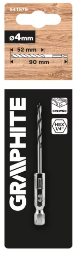 Graphite fa fúrószár 4,0 mm, hex szár