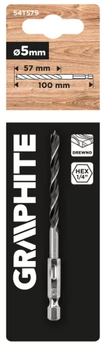 Graphite fa fúrószár 5,0 mm, hex szár