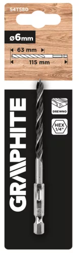 Graphite fafúrószár hex 6,0 mm
