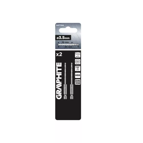 Graphite fém hatlapos fúrószár 3,5 mm, 2 db