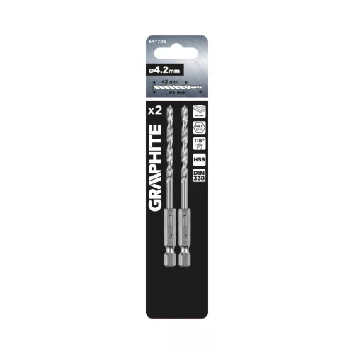 Graphite fém hatlapos fúrószár 4,2 mm, 2 db