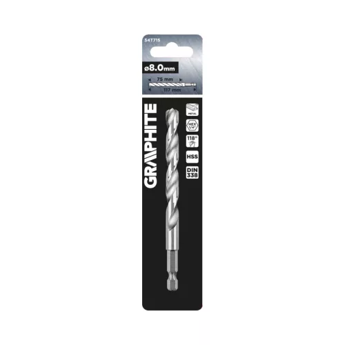 Graphite fém fúrószár Hex 8,0 mm