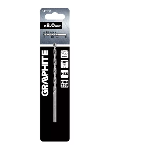 Graphite HSS fém fúrószár, DIN 338, 8 mm