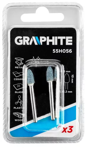 Graphite csapos csiszolókő töltény alakú 6x10 mm 3 részes