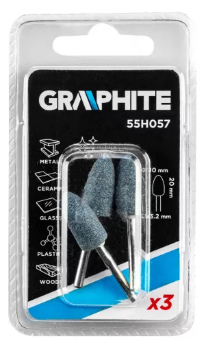 Graphite csapos csiszolókő töltény alakú 10x20 mm 3 részes