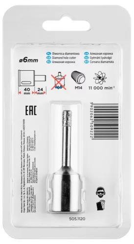 Graphite körkivágó, gyémántos 6 mm x M14