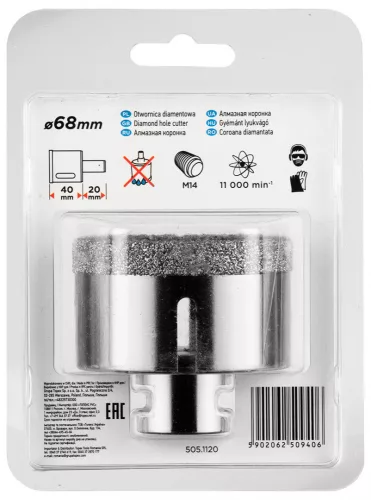 Graphite körkivágó, gyémántos 68 mm x M14