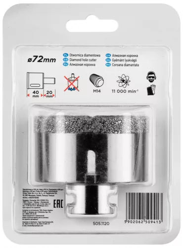 Graphite körkivágó, gyémántos 72 mm x M14