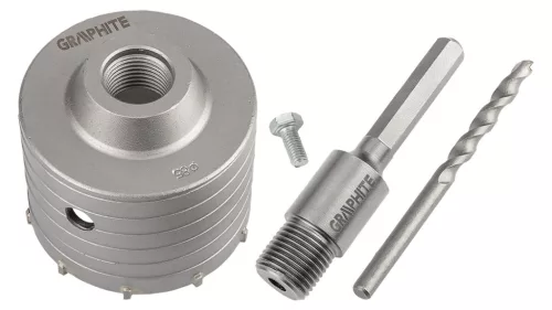 Graphite körkivágó betonhoz 85 mm HEX adapterrel és próbafúróval