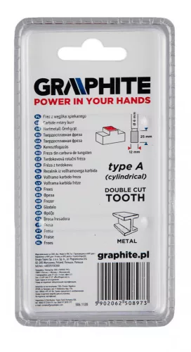 Graphite marófej hengeres 12x45 mm, 6 mm szár keményfém