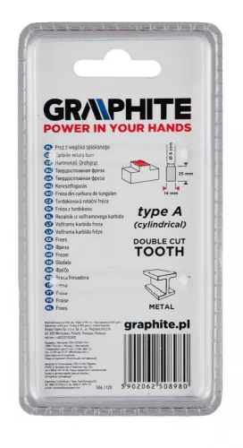 Graphite marófej hengeres 14x45 mm, 6 mm szár keményfém