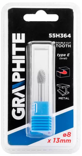 Graphite marófej ovális 8x45 mm, 6 mm szár keményfém