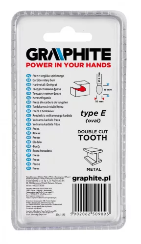 Graphite marófej ovális 10x45 mm, 6 mm szár keményfém