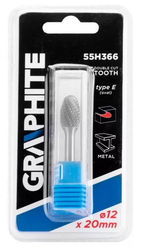 Graphite marófej ovális 12x45 mm, 6 mm szár keményfém