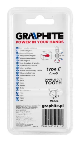 Graphite marófej ovális 12x45 mm, 6 mm szár keményfém
