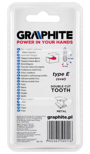 Graphite marófej ovális 14x45 mm, 6 mm szár keményfém