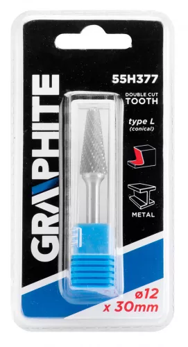 Graphite marófej kúpos 12x45 mm, 6 mm szár keményfém