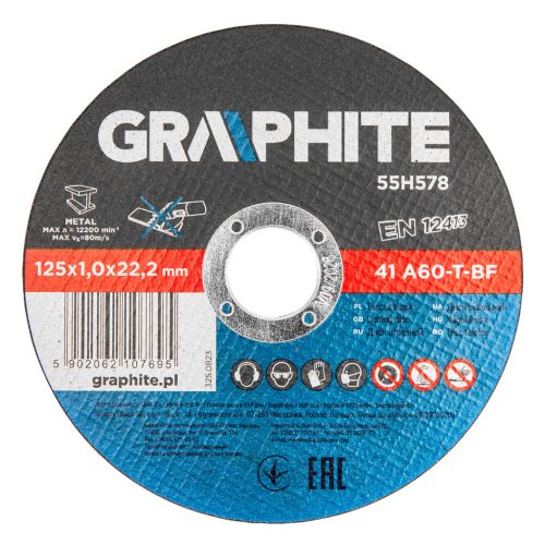 Graphite vágókorong 125x1x22,2 mm 10 részes fóliában
