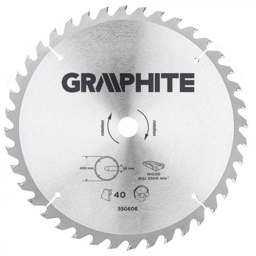 Graphite körfűrészlap, keményfém, 400 x 30mm, 40 fog