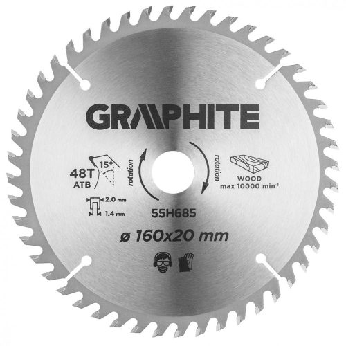 Graphite merülőfűrészlap 160x2x20 mm 48 fog, keményfém