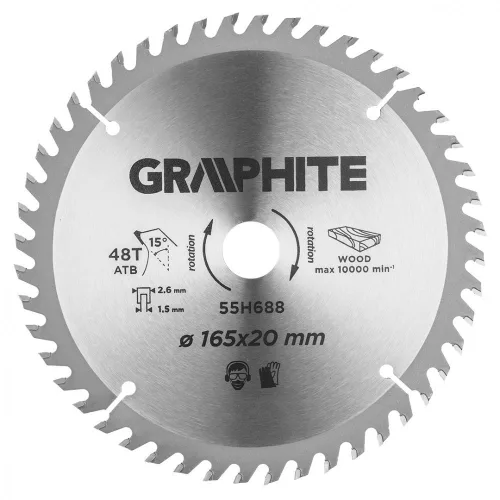 Graphite merülőfűrészlap 165x2,6x20 mm 48 fog, keményfém