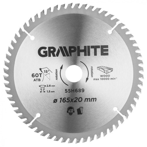 Graphite merülőfűrészlap 165x2,6x20 mm 60 fog, keményfém