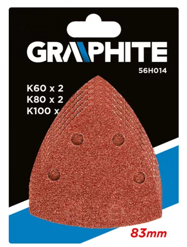 Graphite csiszolópapír készlet deltacsiszolóhoz 83x83x83 mm, P60-80-100, 5 részes