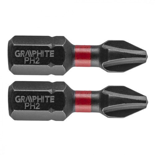 Graphite torziós ütvecsavarozó bit PH2x25 mm, 2 részes