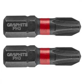 Graphite torziós ütvecsavarozó bit PH3x25 mm, 2 részes