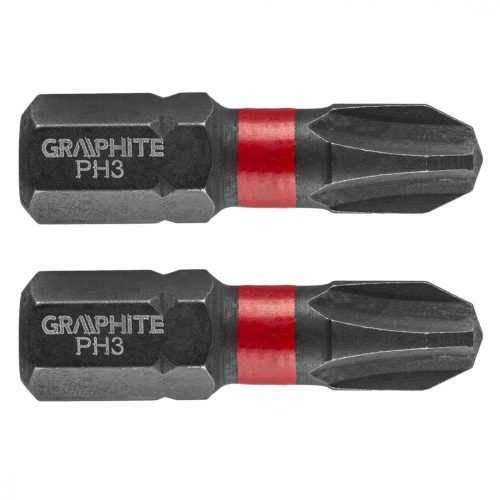 Graphite torziós ütvecsavarozó bit PH3x25 mm, 2 részes