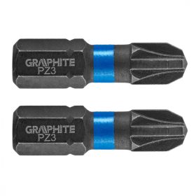 Graphite torziós ütvecsavarozó bit PZ3x25 mm, 2 részes