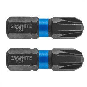 Graphite torziós ütvecsavarozó bit PZ4x25 mm, 2 részes