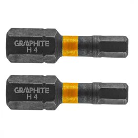 Graphite torziós ütvecsavarozó bit HEX4x25 mm, 2 részes