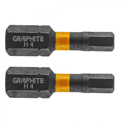 GRAPHITE Torziós ütvecsavarozó bit HEX4 x 25 mm, 2db