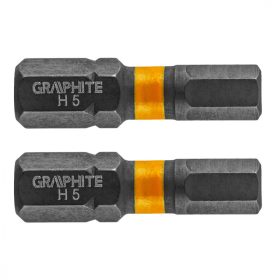 Graphite torziós ütvecsavarozó bit HEX5x25 mm, 2 részes