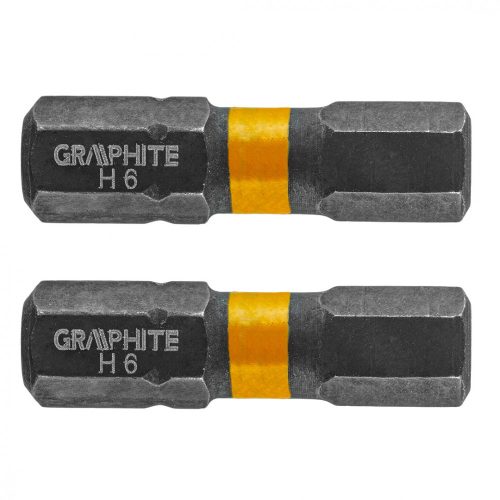 GRAPHITE Torziós ütvecsavarozó bit HEX6 x 25 mm, 2db