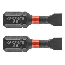 Graphite torziós ütvecsavarozó bit SL5,5x25 mm, 2 részes