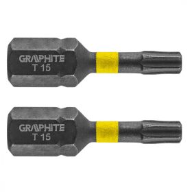Graphite torziós ütvecsavarozó bit T15x25 mm, 2 részes