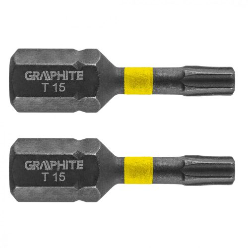 GRAPHITE Torziós ütvecsavarozó bit TX15 x 25 mm, 2db