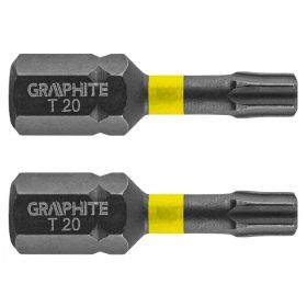 Graphite torziós ütvecsavarozó bit T20x25 mm, 2 részes