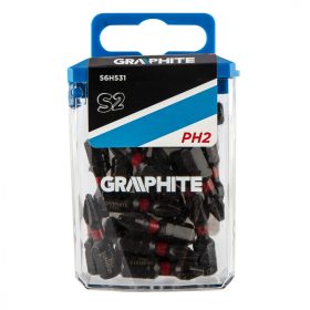 Graphite torziós ütvecsavarozó bit PH2x25 mm, 20 részes