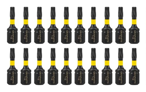 Graphite torziós ütvecsavarozó bit T15x25 mm, 20 részes