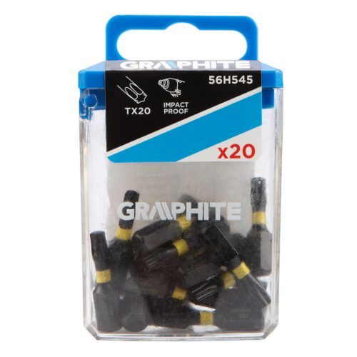 Graphite torziós ütvecsavarozó bit T20x25 mm, 20 részes